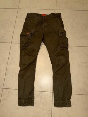 Superdry Military Cargo Jogger Pants Olive Green Size XL